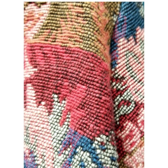 Keren Hart Vtg Multi Color Tapestry Woven Button Cropped Jacket PTP 22 Sz L - Picture 7 of 8